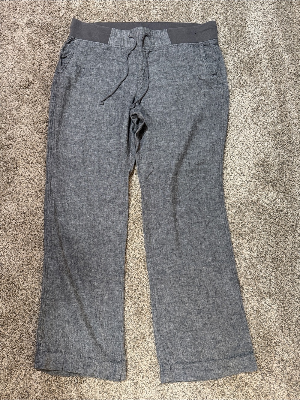 Soho Apparel Gray Drawstring Linen Blend Pants